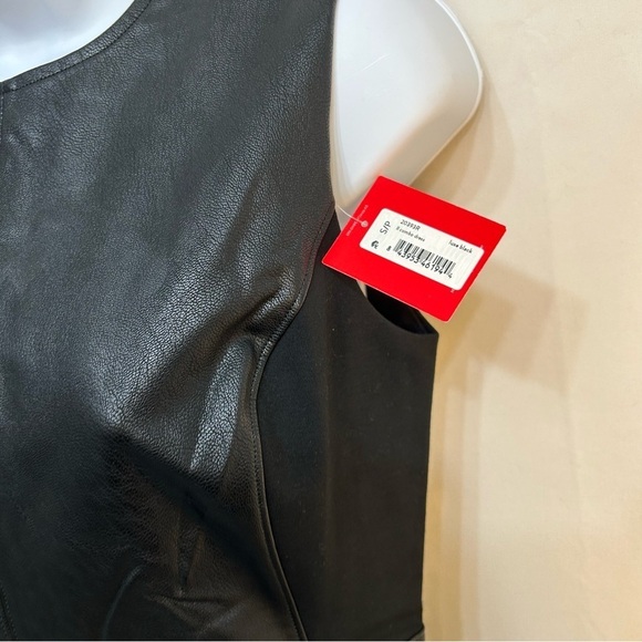 Spanx Faux Leather Combo Fitted Dress Knee Length Sophisticated Classy Size S - Picture 16 of 16